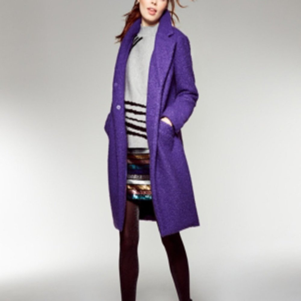 ALFANI Textured Boucle Concealed Snap Front Coat